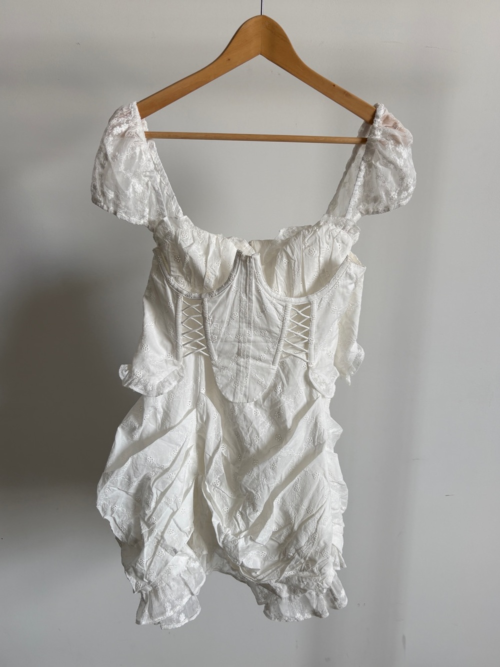 $319 NWT For Love & Lemons “Morgan” Corset Mini Dress in White Sz Small - Picture 5 of 16